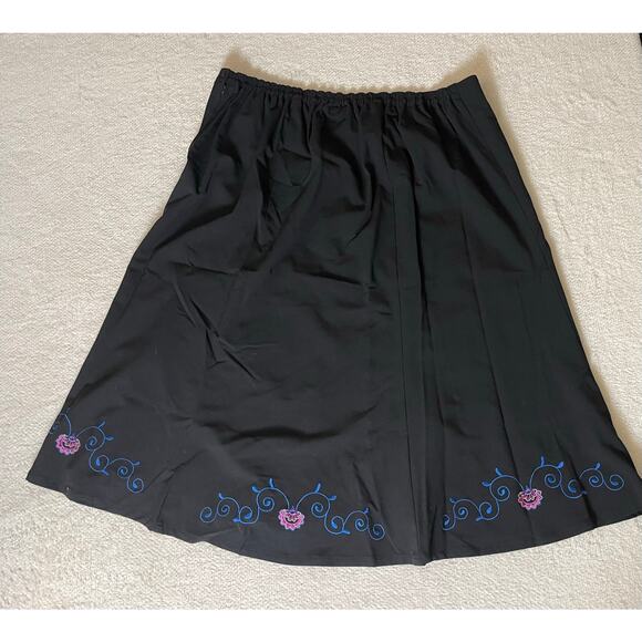 VTG Maggie Barnes Women Embroidered Flower Elastic Waist  Feminine Maxi Skirt 2X - Picture 2 of 14
